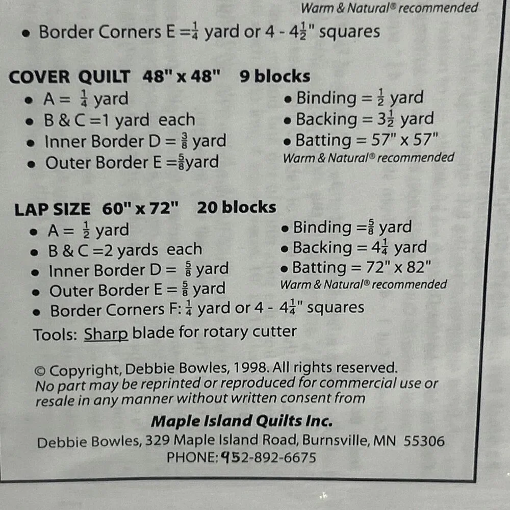 Pagodas Maple Island Quilts MIQ #302 NEW Vintage Sewing Pattern 1998